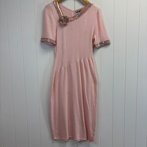 Vintage Don Sayres for Wellmore 80s Cocktail Knit Sequins Dress Size 10 Floral